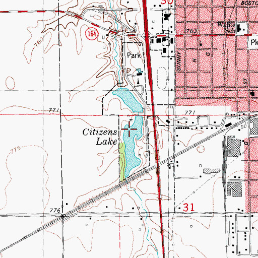 Topographic Map of Citizens Lake, IL