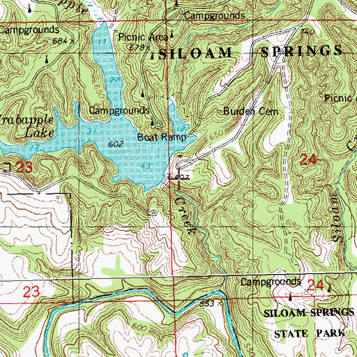 Topographic Map of Siloam Springs Lake, IL