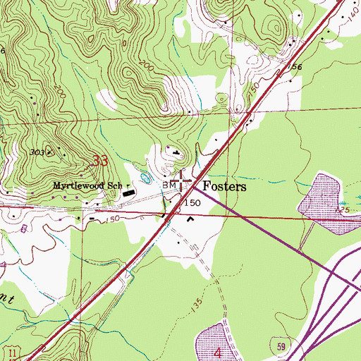 Topographic Map of Fosters Post Office, AL