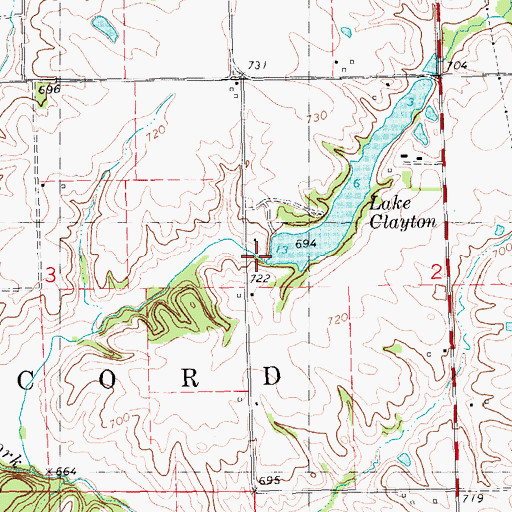 Topographic Map of Clayton Reservoir Dam, IL