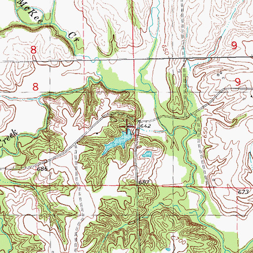 Topographic Map of Columbus Dry Gulch Club Lake Dam, IL