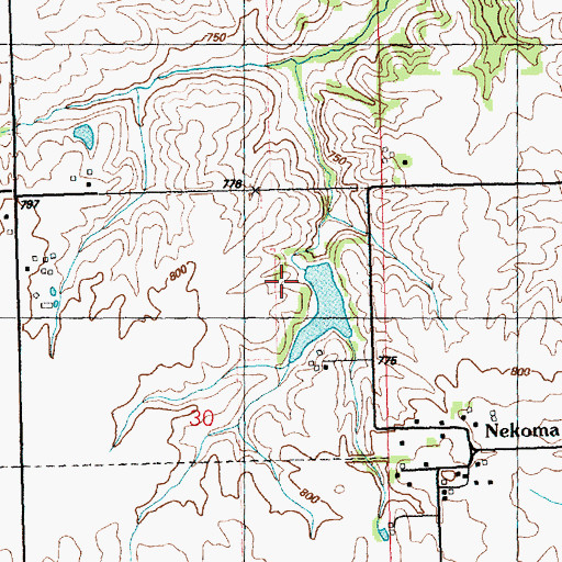 Topographic Map of Thompson Pond Dam, IL