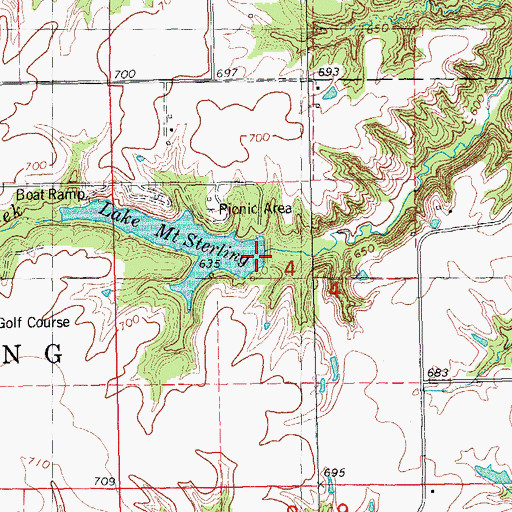 Topographic Map of Lake Mount Sterling Dam, IL