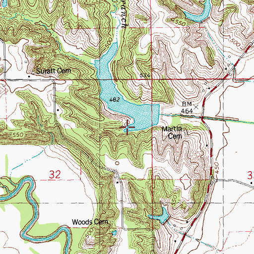 Topographic Map of Hambaugh-Martin Number 1 Reservoir, IL