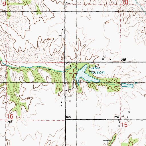 Topographic Map of Lake Nelson Dam, IL