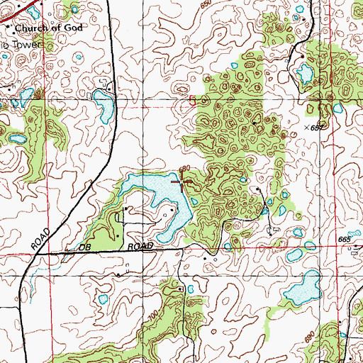 Topographic Map of Lake Loudel Dam, IL