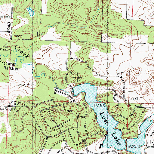 Topographic Map of Lost Lake Dam, IL