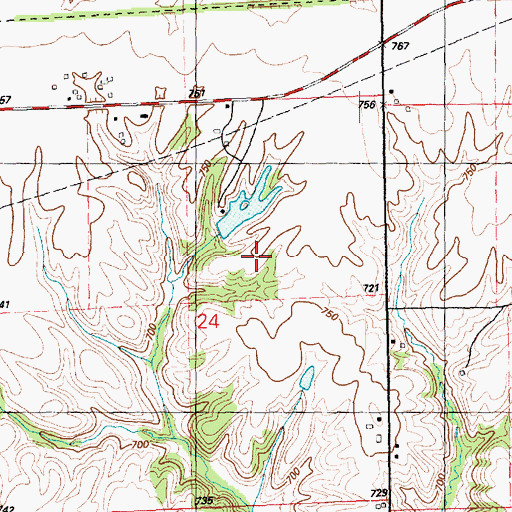 Topographic Map of Fools Lake Dam, IL