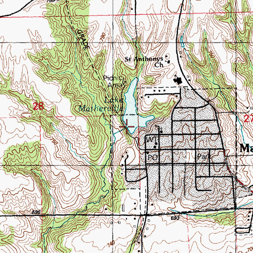Topographic Map of Lake Matherville Dam, IL
