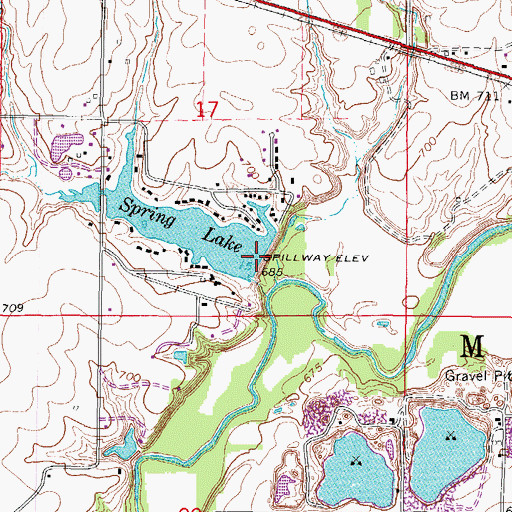 Topographic Map of Spring Lake Dam, IL