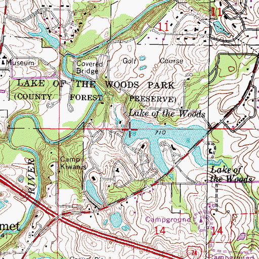 Topographic Map of Lake of the Woods Dam, IL