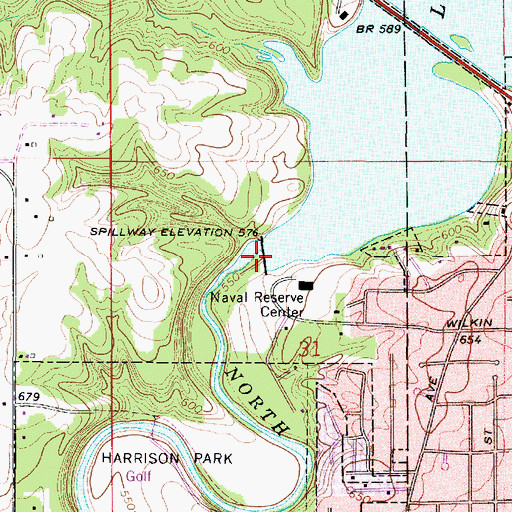 Topographic Map of Lake Vermilion Dam, IL