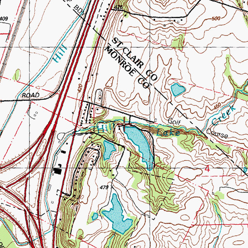 Topographic Map of Hill Lake Dam, IL