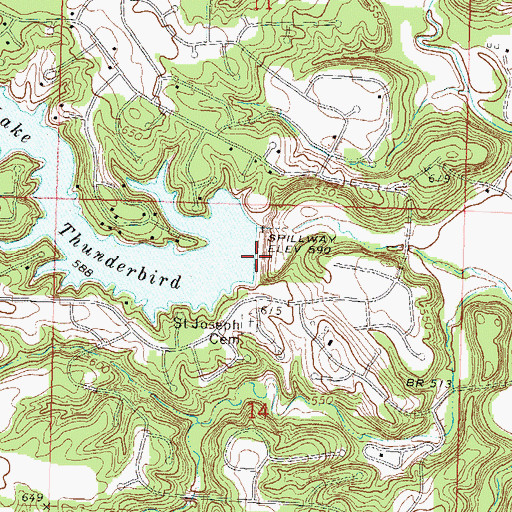 Topographic Map of Lake Thunderbird Dam, IL
