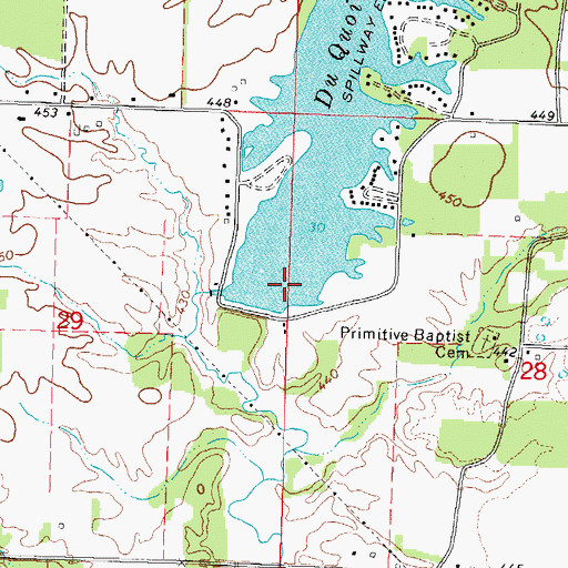 Topographic Map of Lake Duquoin Dam, IL