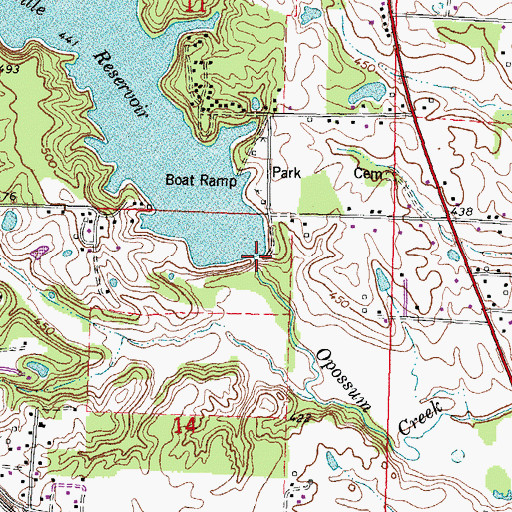 Topographic Map of Pinckneyville Reservoir Dam, IL