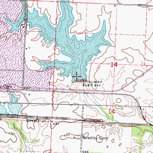 Topographic Map of Headquarters Lake, IL