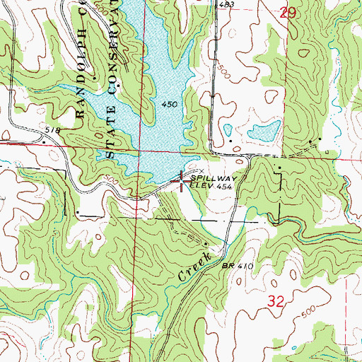 Topographic Map of Randolph County Lake Dam, IL