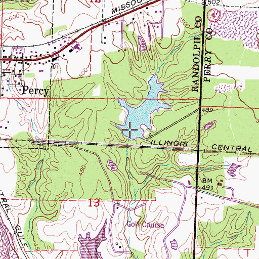 Topographic Map of Southwestern Community Club Lake Dam, IL