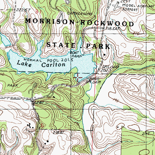 Topographic Map of Lake Carlton Dam, IL
