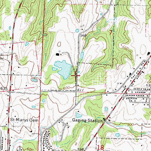 Topographic Map of Birchlers Lake Dam, IL