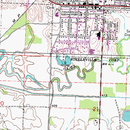 Topographic Map of Crescent Club Lake Dam, IL