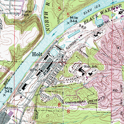 Topographic Map of Holt Post Office, AL