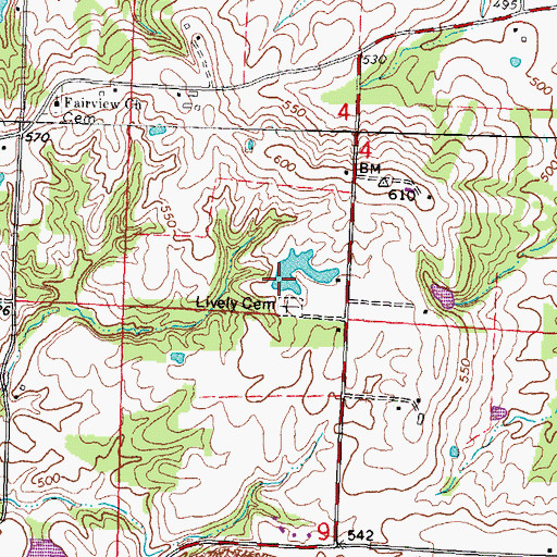 Topographic Map of Langford Pond Dam, IL