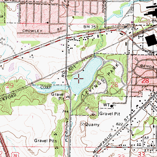 Topographic Map of Levings Lake, IL