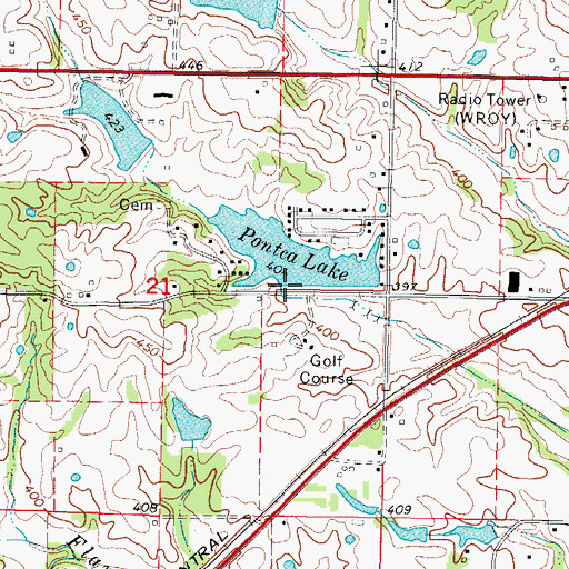 Topographic Map of Pont-Ca Lake Dam, IL