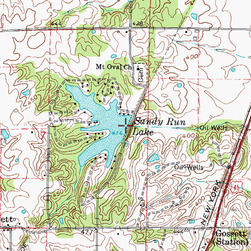 Topographic Map of Sandy Run Lake Dam, IL