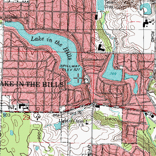 Topographic Map of Lake in the Hills Dam, IL