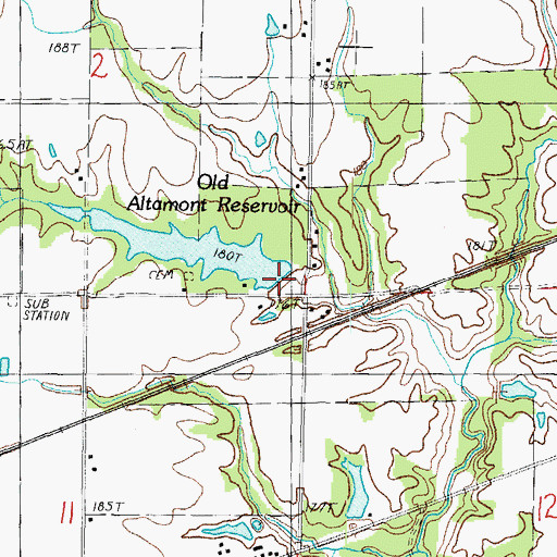 Topographic Map of Old Altamont Reservoir Dam, IL