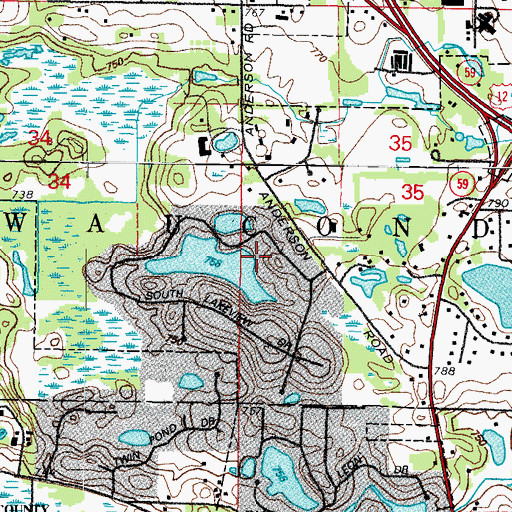 Topographic Map of North Tower Lake Dam, IL