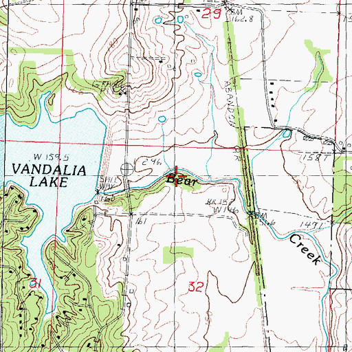 Topographic Map of Vandalia Municipal Reservoir Dam, IL
