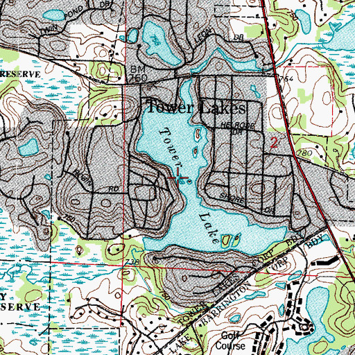 Topographic Map of Tower Lake Dam, IL