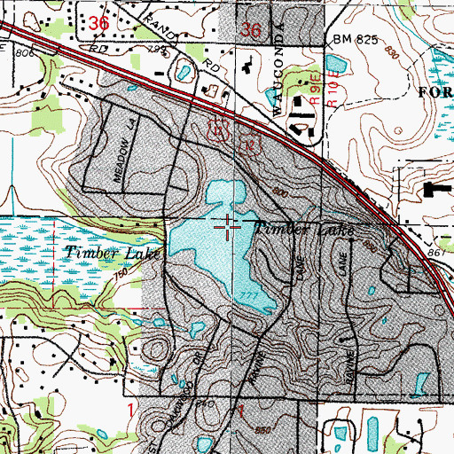 Topographic Map of Timber Lake Dam, IL