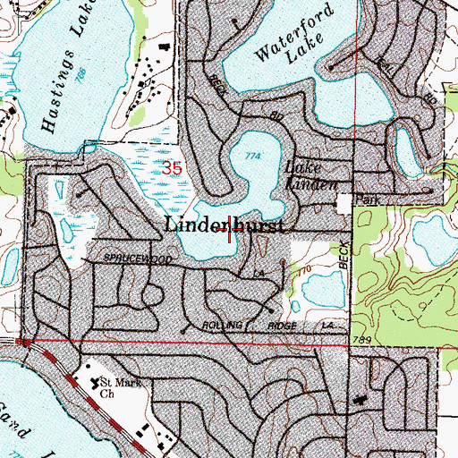 Topographic Map of Lake Linden, IL