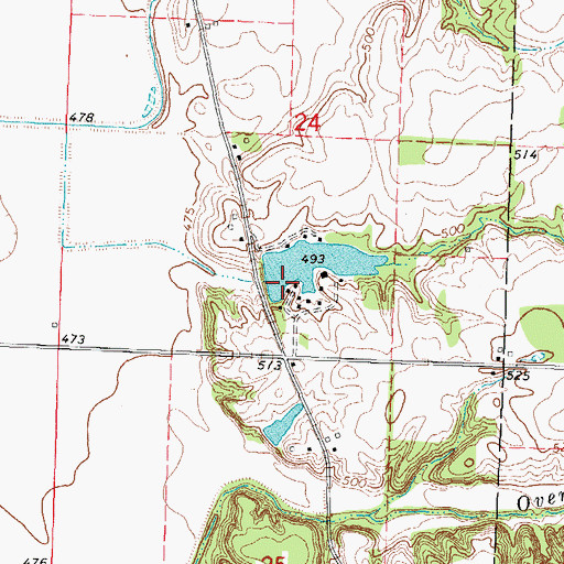 Topographic Map of Stanbery Lake Dam, IL