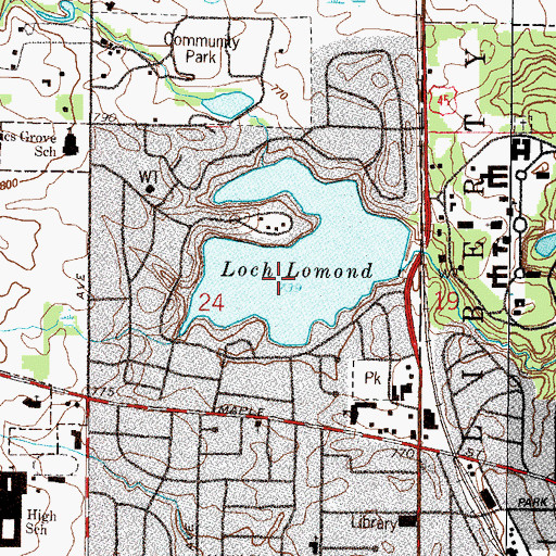 Topographic Map of Loch Lomond Dam, IL