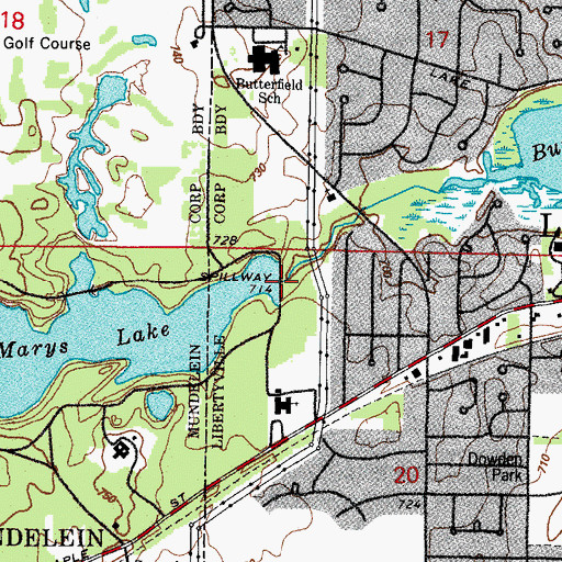 Topographic Map of Saint Marys Lake Dam, IL