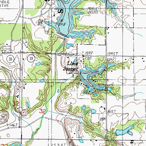 Topographic Map of Lake Jasper Dam, IL