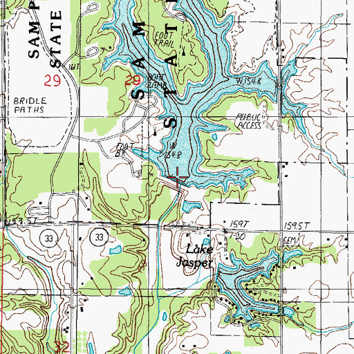 Topographic Map of Sam Parr Lake Dam, IL