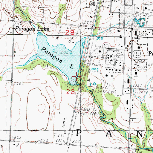 Topographic Map of Paragon Lake Dam, IL