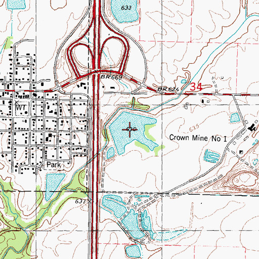 Topographic Map of Crown Mine Pond, IL