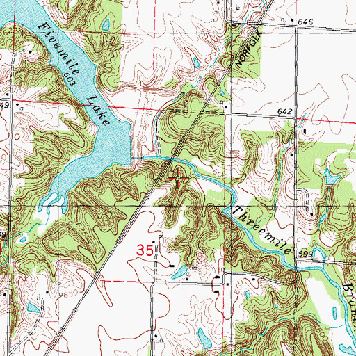 Topographic Map of Shoal Creek Watershed Structure Number 2 Dam, IL