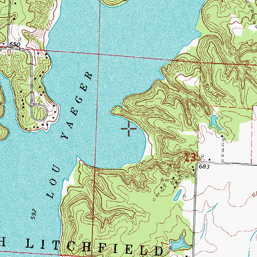 Topographic Map of Shoal Creek Watershed Impoundment Reservoir, IL