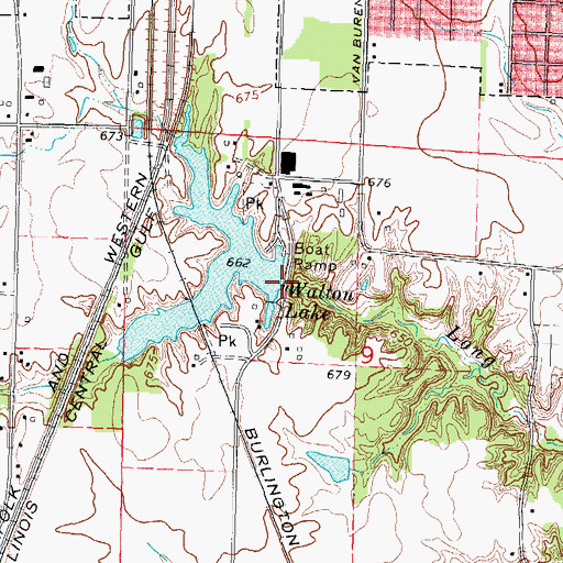 Topographic Map of Walton Park Lake Dam, IL