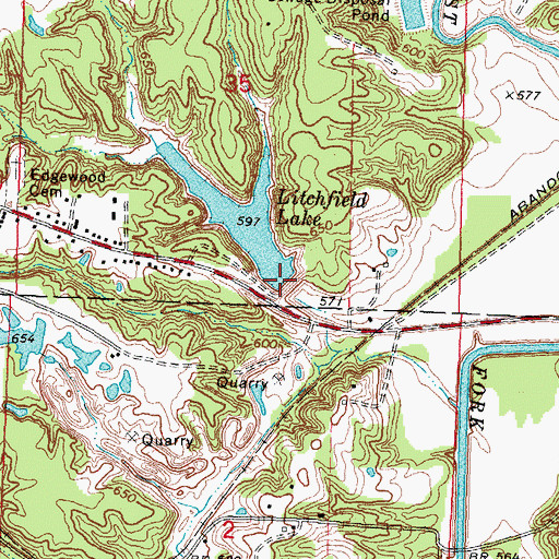 Topographic Map of Litchfield City Lake Dam, IL