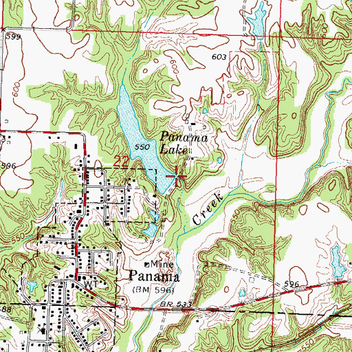 Topographic Map of Panama Lake Dam, IL